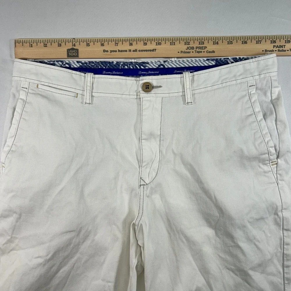 Tommy Bahama Boracay Mens White Cotton Stretch Chino Shorts Size 36 Casual Beach